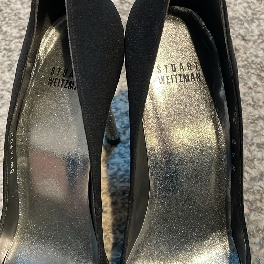 Stuart Weitzman Black Velvet Stilettos 4in Woman’s 8.5 - Picture 7 of 7